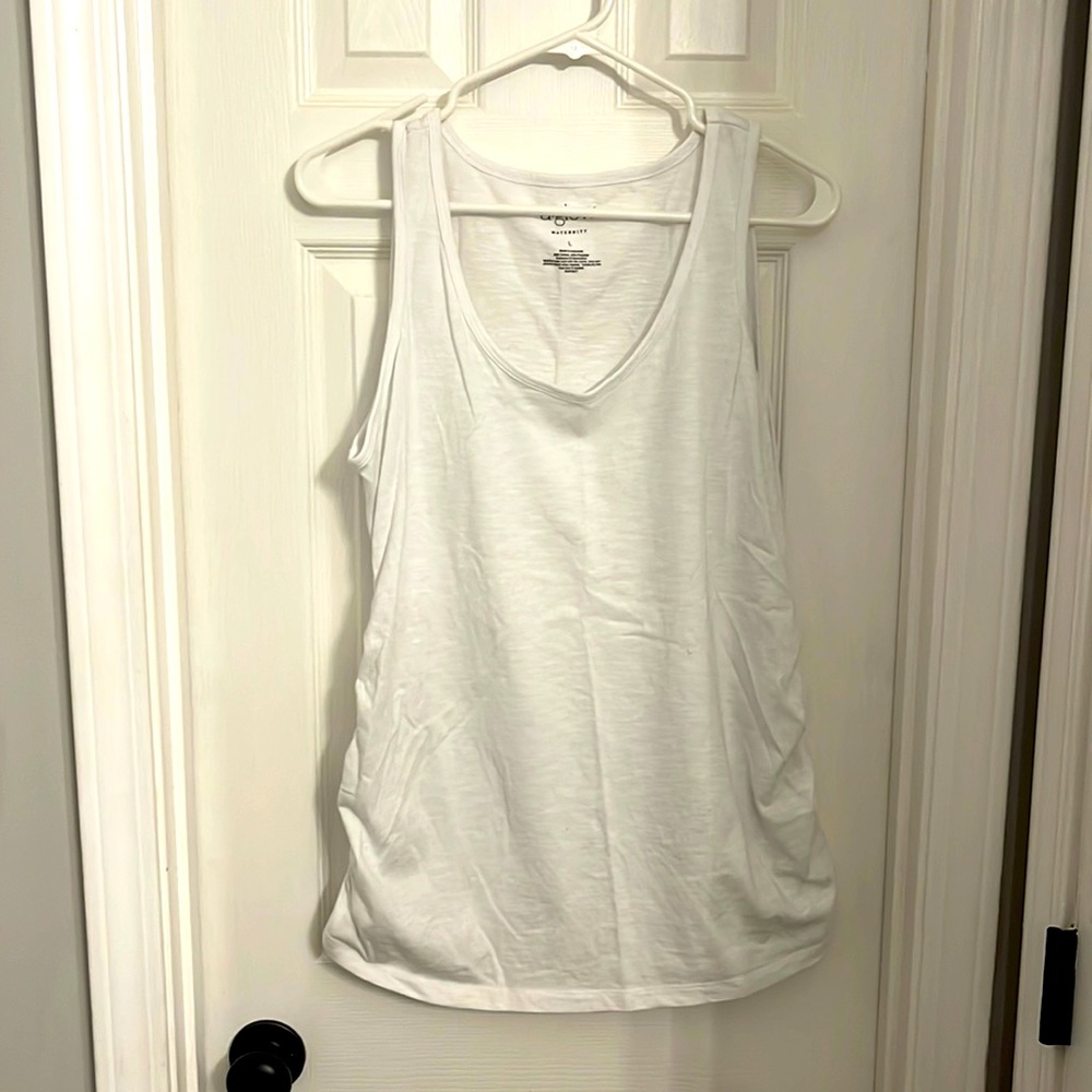 2 A Glow white maternity tanks, large